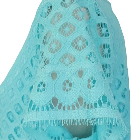 Issac Mizrahi Live! Turquoise Lace Short Sleeve Pullover Stretch Dress Size S - Picture 6 of 10